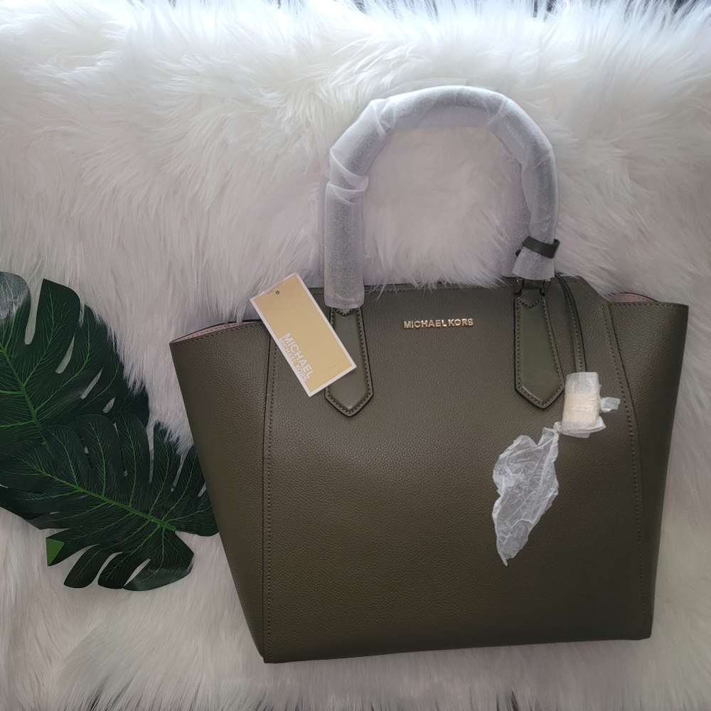 MICHAEL KORS, HAYES LG TOTE, OLIVE/BALLET